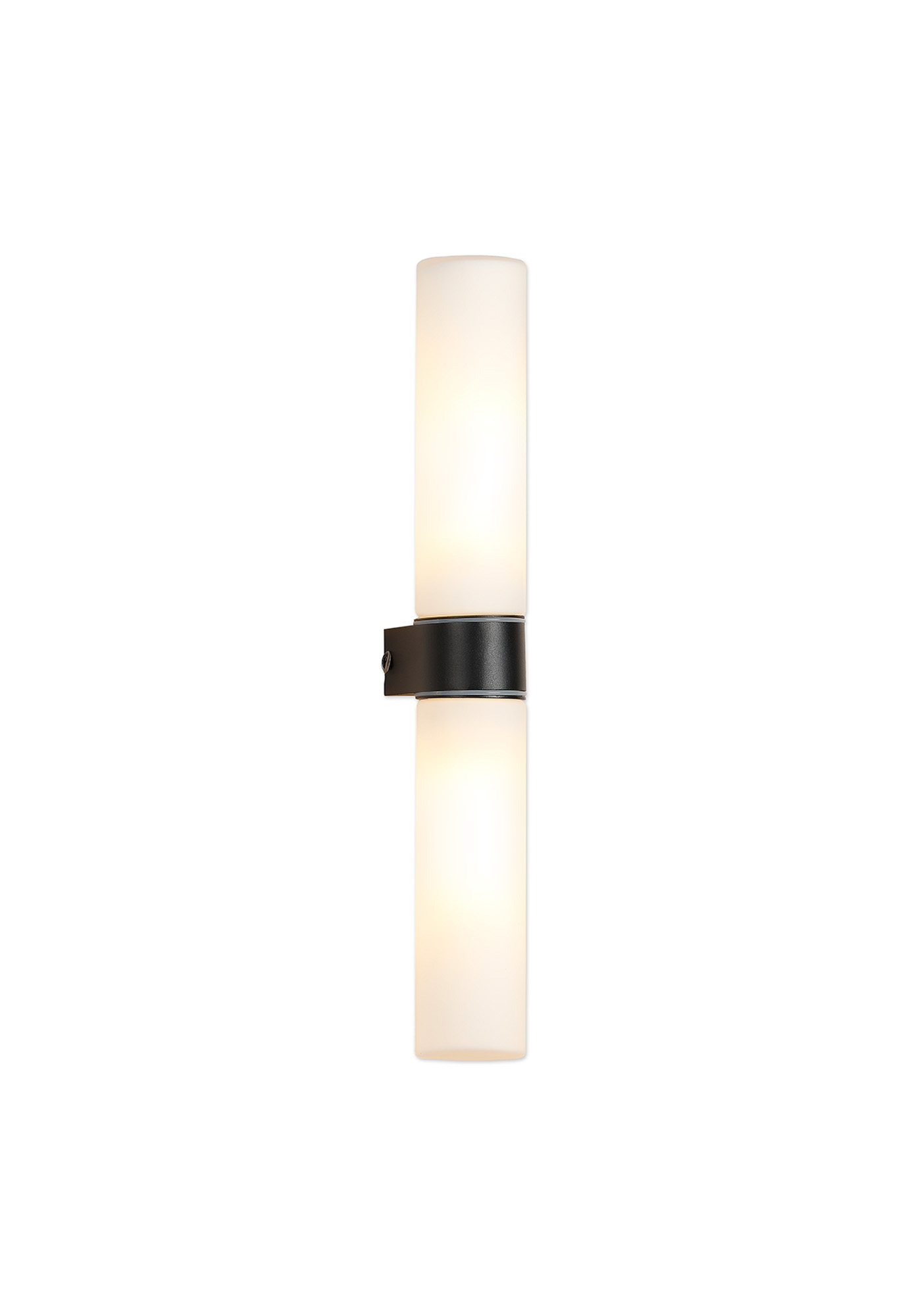 D0641  Tasso Glass IP44 2 Light Wall Lamp Satin Black